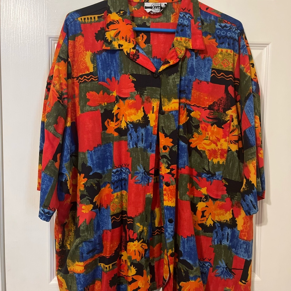 Best Company Colorful Abstract Button-Up Shirt